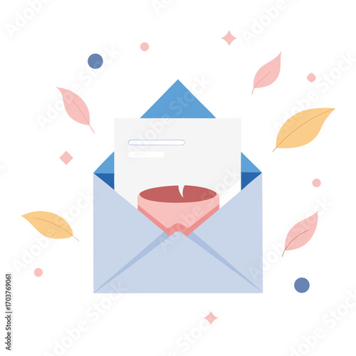 Minimalist open envelope vector graphic design