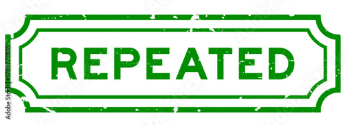 Grunge green repeated word rubber seal stamp on white background