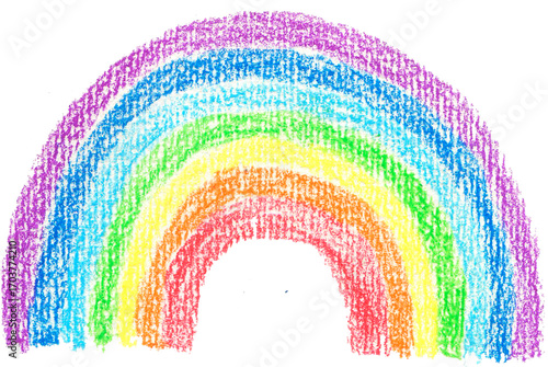 Crayon Drawing of a Colorful Rainbow
