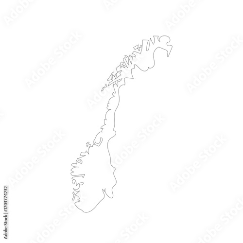 Norway map vector outline