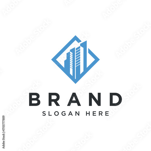 Clean minimal and modern logo design for real estate, mansion, builder, mortgage or house resell business and company.