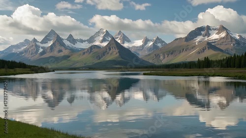 Majestic Teton Mountain Range Reflected Perfectly in the Calm Serene Waters of Meandering River During the Tranquil Dawn Hours