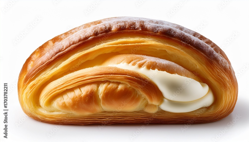 Fototapeta premium Freshly Baked Pastry With Creamy Filling Ready To Savor Isolated On White Backgrounde