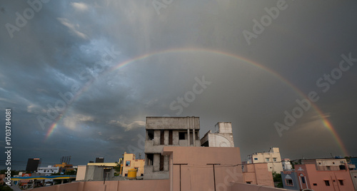 rainbow over the city