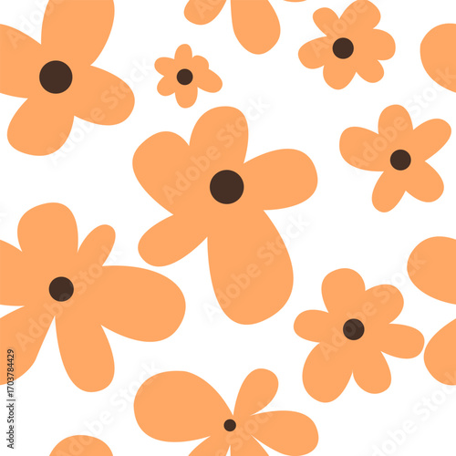 Orange flower flat design pattern for decoration on summer and autumn seasonal fashion.