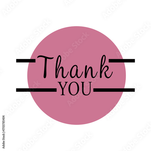 Elegant pink circle with handwritten thank you message