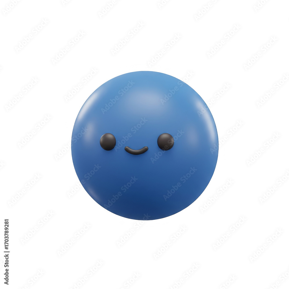 Fototapeta premium Cute Blue Blob Character with Simple Smiling Face and Minimalist Design on Transparent Background