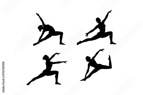 graceful dancers captured in various poses silhouette