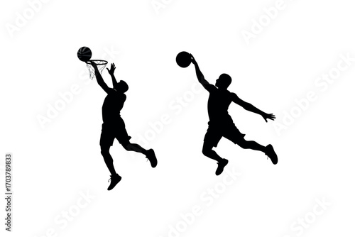 basketball players in action captured in dynamic silhouette