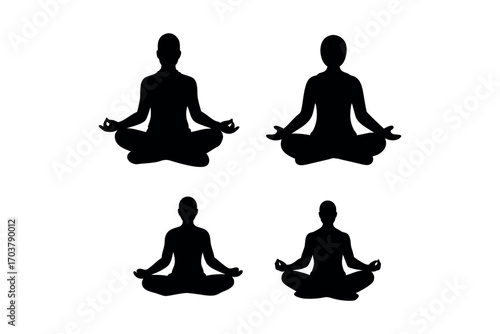 meditation poses shown through four distinct silhouettes silhouette