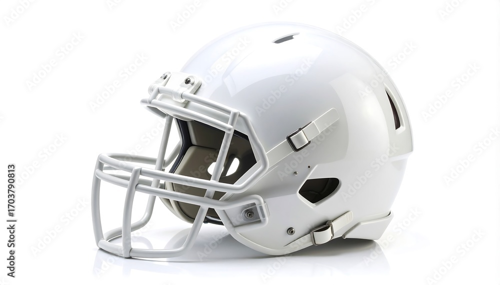 Fototapeta premium White American Football Helmet Isolated on White Background.