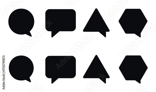 Set of black speech bubble shapes on dark background