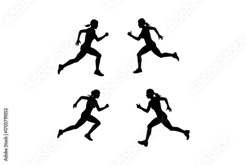 running figures captured in motion silhouette