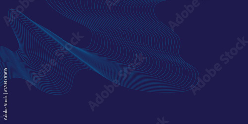 Dark blue navy abstract background. Futuristic technology lines background with line stripe wavy light effect