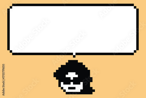 Cartoon pixel cute background man face with chat box blank decoration 8 bit male boy say speak discuss chat box cartoon character pixel 8bit game png vector.