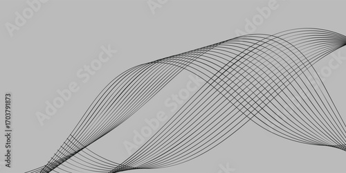 Smooth and relaxing shape vector abstract background with wave of flowing particles over black, curve lines of dots in motion, tranquil and soft image.