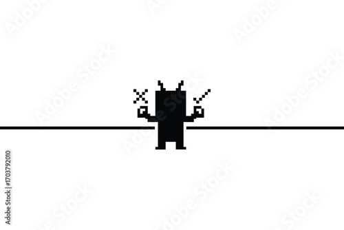 Cute pixel art cartoon background robot or AI learn or learning skill for smart factory bot robot vector character technology 8 bit.
