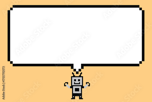 Cute pixel art cartoon robot or AI learn or learning skill with for education calculate bot robot vector character technology background 8bit.