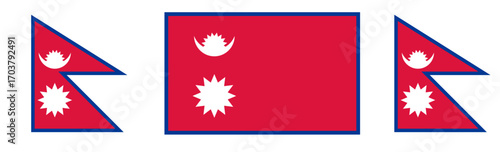 Nepal country flag vector. Editable vector illustration of the Nepal national flag in high resolution for digital design, social media, print, and educational projects.