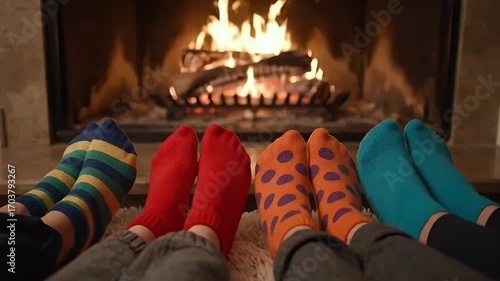 Cozy Winter Evening With Family By The Fireplace