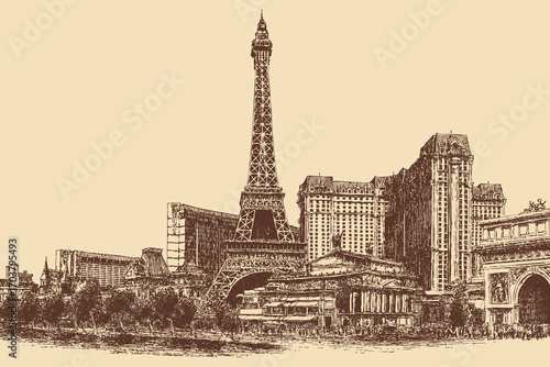 Las Vegas strip illustration in a vintage style. This vector illustration can be used in any size you like for advertising, logos, and other work.