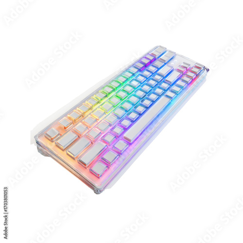Transparent Rainbow LED Illuminated Computer Keyboard