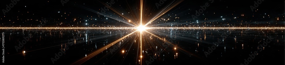 Naklejka premium Cosmic rays radiate from a central point, through a dark nebula