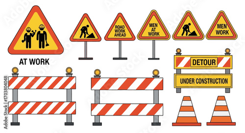 Under Construction Warning Sign Icon Vector Illustration