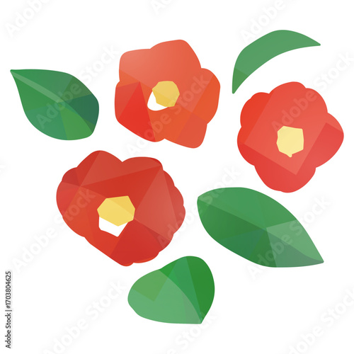 鮮やかな椿の花のイラスト