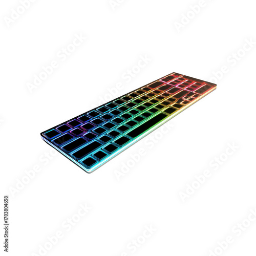 RGB Rainbow Illuminated Wireless Keyboard - Modern Technology Concept