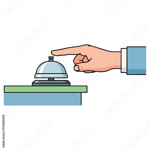 Business Person Pressing Hotel Service Bell.