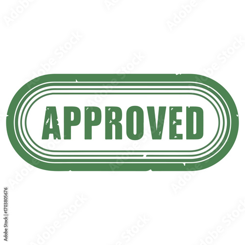 Approved rubber stamp in green color isolated on white background.