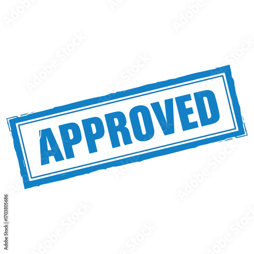 Approved Stamp Sign Blue Color Isolated White Background.
