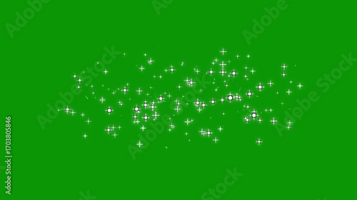Glitter star sparkle animation green screen, white cartoon blinking stars, shiny glowing stars, flat, vector, flat vector doodles, Bokeh light lights effect background whith 4K Loop Animation