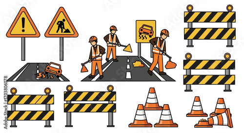 Under Construction Warning Sign Icon Vector Illustration