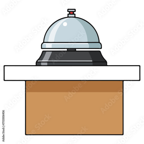 Reception Bell on Desk Illustration.