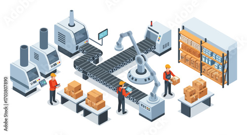 Isometric 3d vector illustration of business people in the city street outside a modern office building architecture