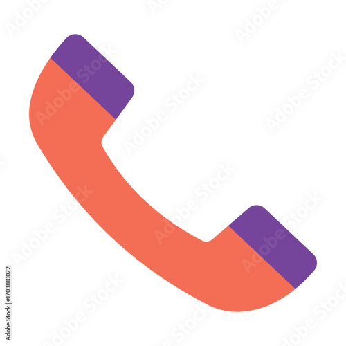 Colorful phone receiver icon in a simple flat design. Telephone handset symbol for call, contact, and communication.