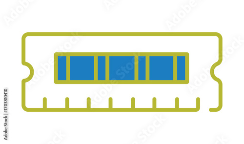 Modern line art icon of a computer RAM stick. Random access memory module graphic for technology and hardware concepts.