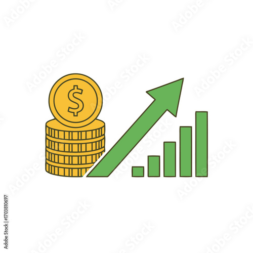 Financial growth chart with coins