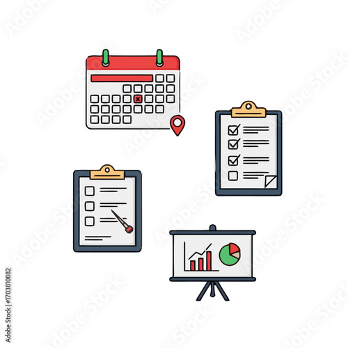 Business planning and analysis icons