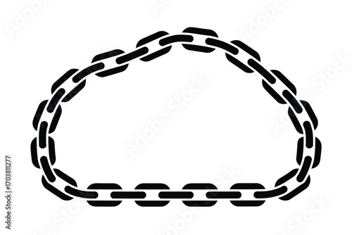 Triangle formed by a black metal chain on white background