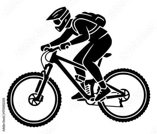 Downhill Mountain Biker Silhouette, Mountain Biking SVG, Biker SVG, Sport SVG, Outdoor SVG