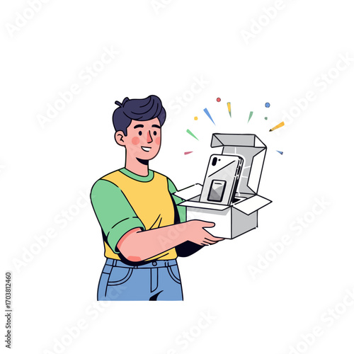 Person unboxing a new smartphone