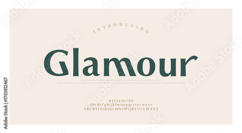 Luxury wedding alphabet letters font with tails. Typography elegant classic lettering serif fonts and number decorative vintage retro concept for logo branding. vector illustration