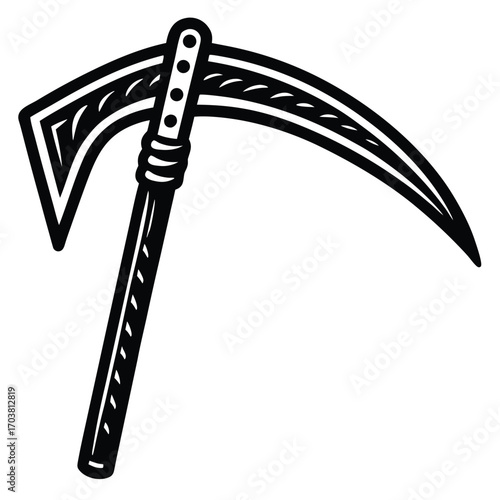 rusty scythe vector icon