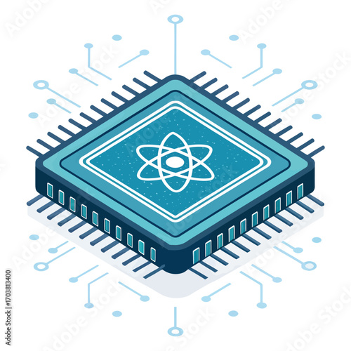 Quantum Processor's Core: A cutting-edge illustration of a quantum processor, symbolizing advanced technology and the promise of future computational advancements.
