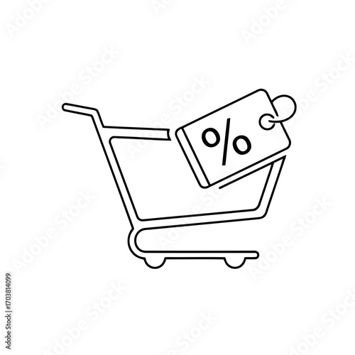 Shopping cart with a discount tag