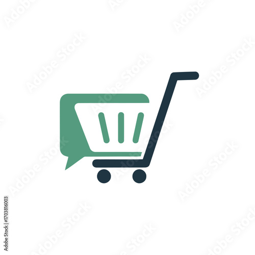 Shopping cart with speech bubble icon