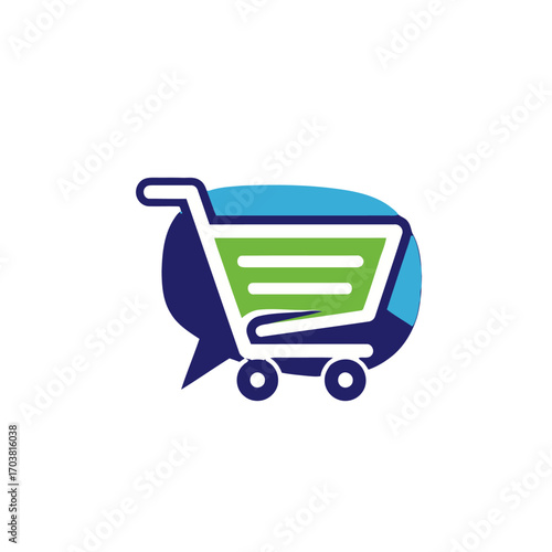 Shopping cart icon inside a speech bubble